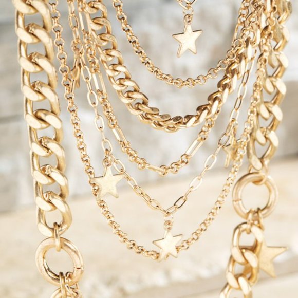 Stars and Charm Bib Necklace - Picture 5 of 6